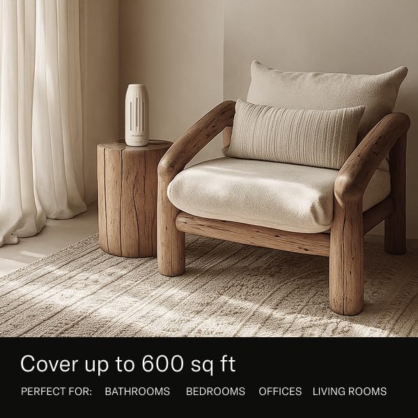 AromaTech Ambience Mini Scent Diffuser for Essential Oil Blends & Fragrances – Waterless Scent Machine w/Bluetooth for Smaller Spaces, Bathroom, Office, More - 600 Sq Ft – Charcoal Acrylic