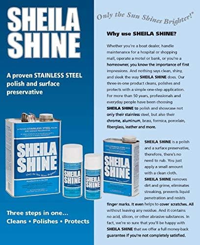 Sheila Shine 1 Gal. Can Stainless Steel Cleaner and Polish, Protects Household Kitchen Surfaces, Removes Grease, Fingerprints & Watermarks, Stainless Steel Cleaner for Appliances, Fridge, Oven & Sinks