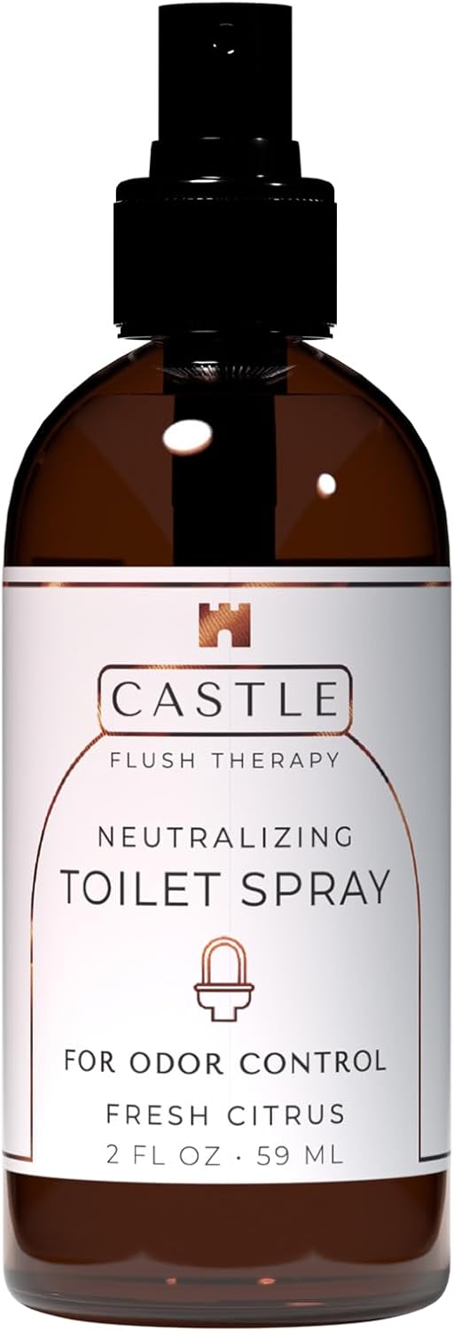 Castle Flush Therapy Neutralizing Toilet Spray | Odor Control: Mist Over The Water Surface, Go, Then Flush | Bathroom Freshening Spray | Neutralizes Odors at the Source | Fresh Citrus | 2 oz