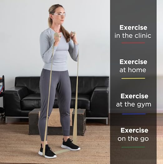 THERABAND Resistance Bands, 6 Yard Roll Professional Latex Elastic Band For Upper Body, Lower Body, & Core Exercise, Physical Therapy, Pilates, Home Workouts, & Rehab, Tan, Extra Thin, Level 1