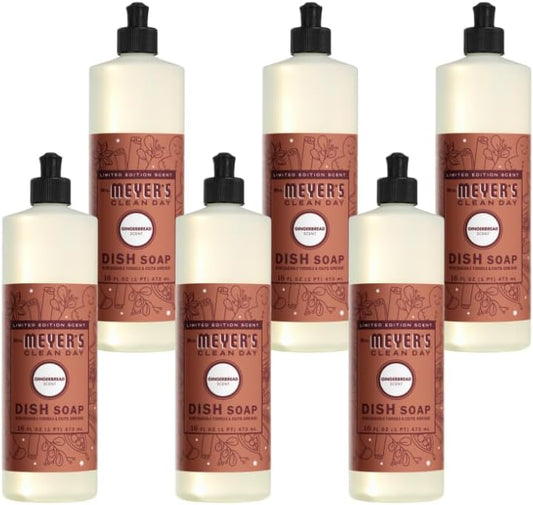 Mrs. MEYER'S CLEAN DAY Dish Soap, Gingerbread, 16 Fl Oz (Pack of 6)