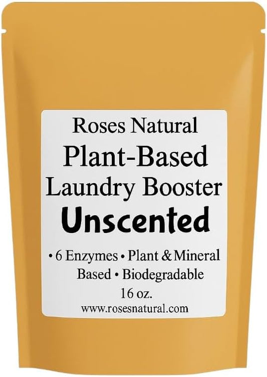 Plant-Based Enzymes Laundry Booster – Unscented | Advanced Enzyme Cleaner & Odor Remover | Powerful Stain Remover for All Fabrics | Biodegradable, HE Safe – 16 oz | Made in USA
