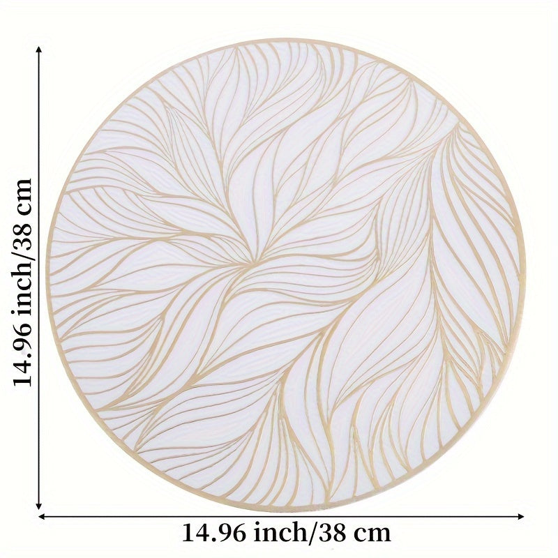 Round PVC Placemats with Golden Foil | Heat-Resistant & Stylish Table Mats