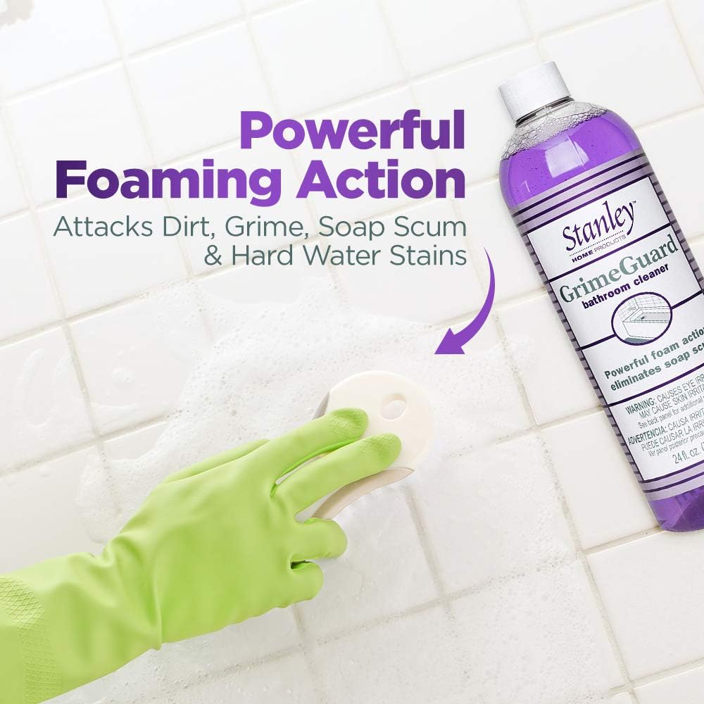 STANLEY HOME PRODUCTS GrimeGuard Bathroom Cleaner - Bleach Free & Non Abrasive Eco Shower & Kitchen Tiles Disinfectant & Deodorizer - Cleans Grime (Refill Bottle)