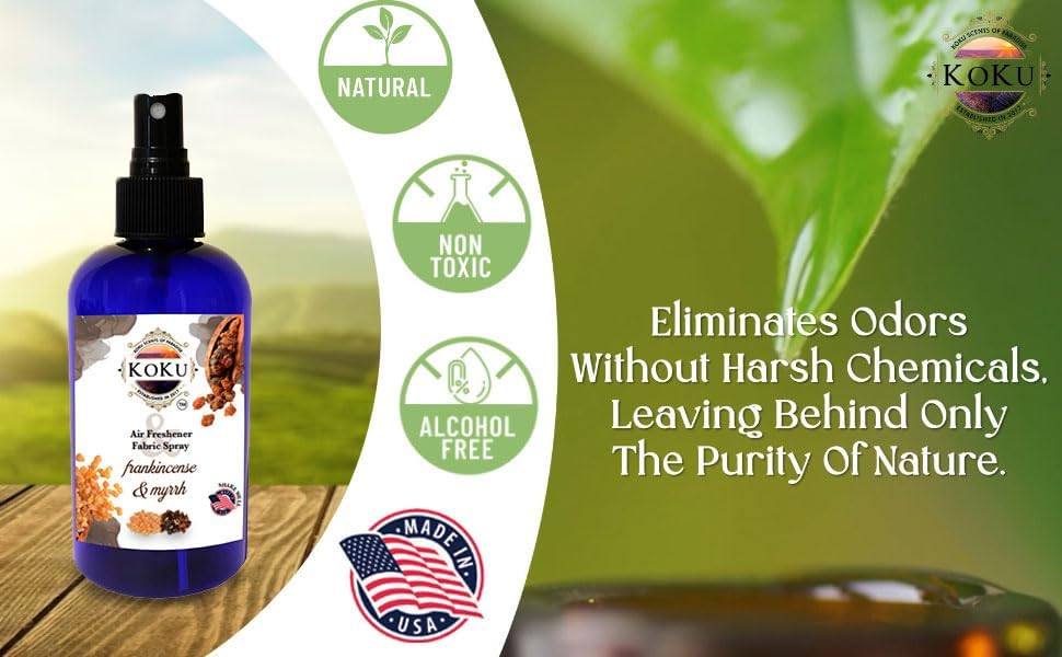Frankincense Myrrh Air Freshener - Room Spray - Odor Eliminator - Deodorizer - Car Air Freshener - Home Spray - Linen Spray - Fabric Refresher - Non-Toxic - Alcohol Free (4 Oz)
