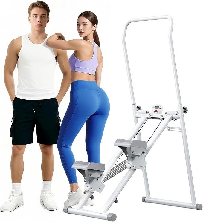 Stair Stepper with Adjustable Resistance,Upgraded Vertical Climber Machine for Home Cardio Workout,Compact Folding Stair Climber with Adjustable Handlebar & Pedals for Full Body Fitness