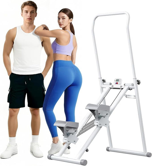 Stair Stepper with Adjustable Resistance,Upgraded Vertical Climber Machine for Home Cardio Workout,Compact Folding Stair Climber with Adjustable Handlebar & Pedals for Full Body Fitness