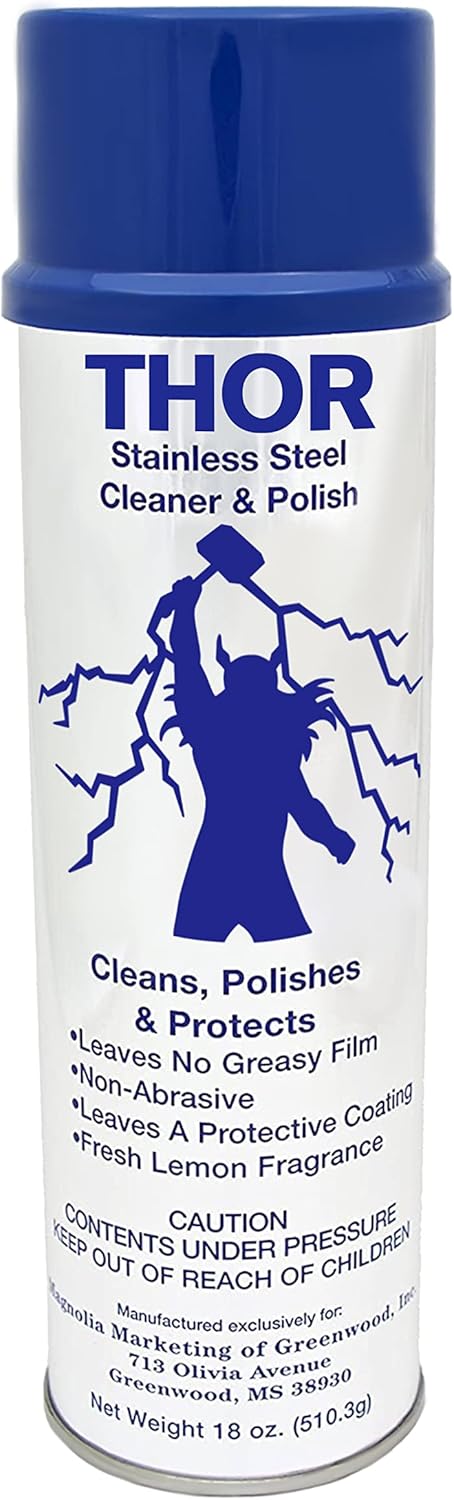 18 Oz. Thor Stainless Steel Cleaner & Polish (1 Can): Clean and Polish Stainless Steel Appliances Including Brass, Copper, Aluminum, Formica and Porcelain Surfaces