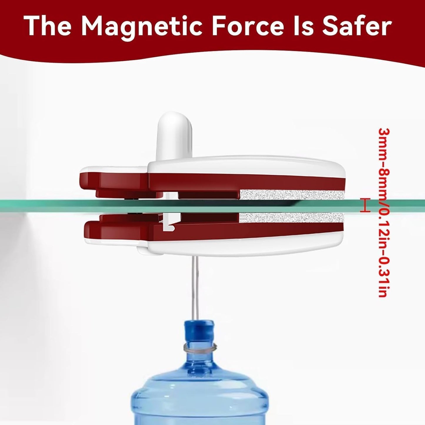 Magnetic Window Cleaner, Double Sided Window Cleaner with Abs Plastic Shell Rubber Magnetic Glass Wiper Adjustable Magnetic Washing Brush Equipment for Home High Rise Window(Red)