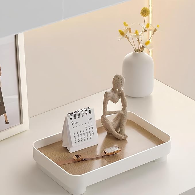 Decorative Tray for Coffee Table, Rectangle Vanity Tray Bathroom Decor, Desk Organizer for Perfume, Candles, Keys, Jewelry Home Decor Trays (Rectangle)