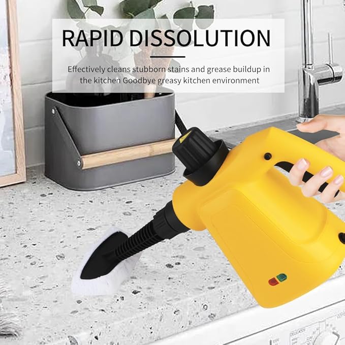 Steam Cleaner, Pressurized Handheld Steam Cleaner for Home with 8 PCS Accessory & Safety Lock, Large Capacity Steam for Cleaning, Car, Bathroom, Shower, Window, Grime, Grease