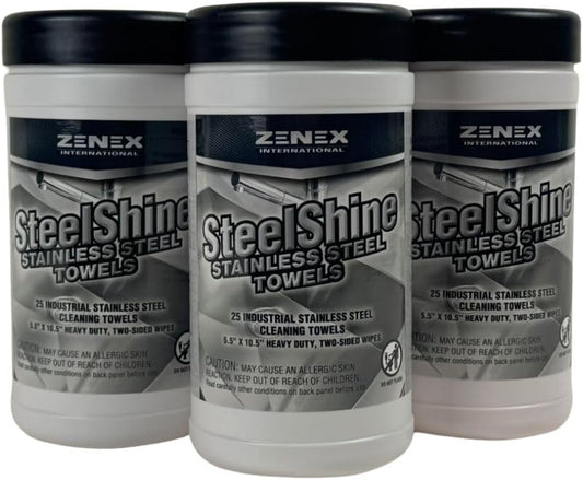 SteelShine Stainless Steel Wipes - Dual-Sided Cleaning Wipes for Metal Surfaces | Remove Smudges, Rust, and Oxidation | Polish and Protect Stainless Steel | 25 Sheets (3 Pack) | Made in USA