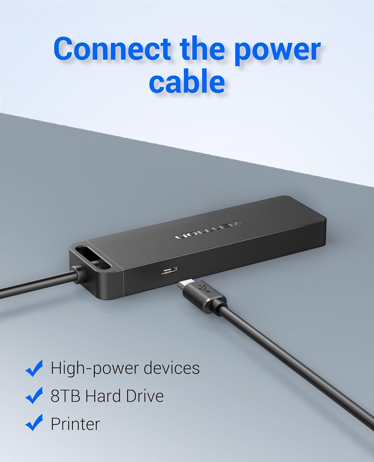 VENTION USB Hub 3.0 Splitter with 3FT Extension Long Cable 4-Port Ultra-Slim Multiport Expander for Desktop, PC, Laptop, Surface Pro, PS4, Flash Drive, Mobile HDD