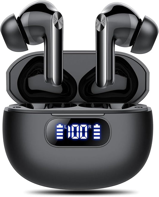 Wireless Earbuds, Bluetooth Earbuds with Bass Stereo Sound, Bluetooth 5.3 Headphones with LED Power Display 48Hours Playtime ENC Noise Cancelling Mic, in Ear Ear Buds IP7 Waterproof for Android iOS