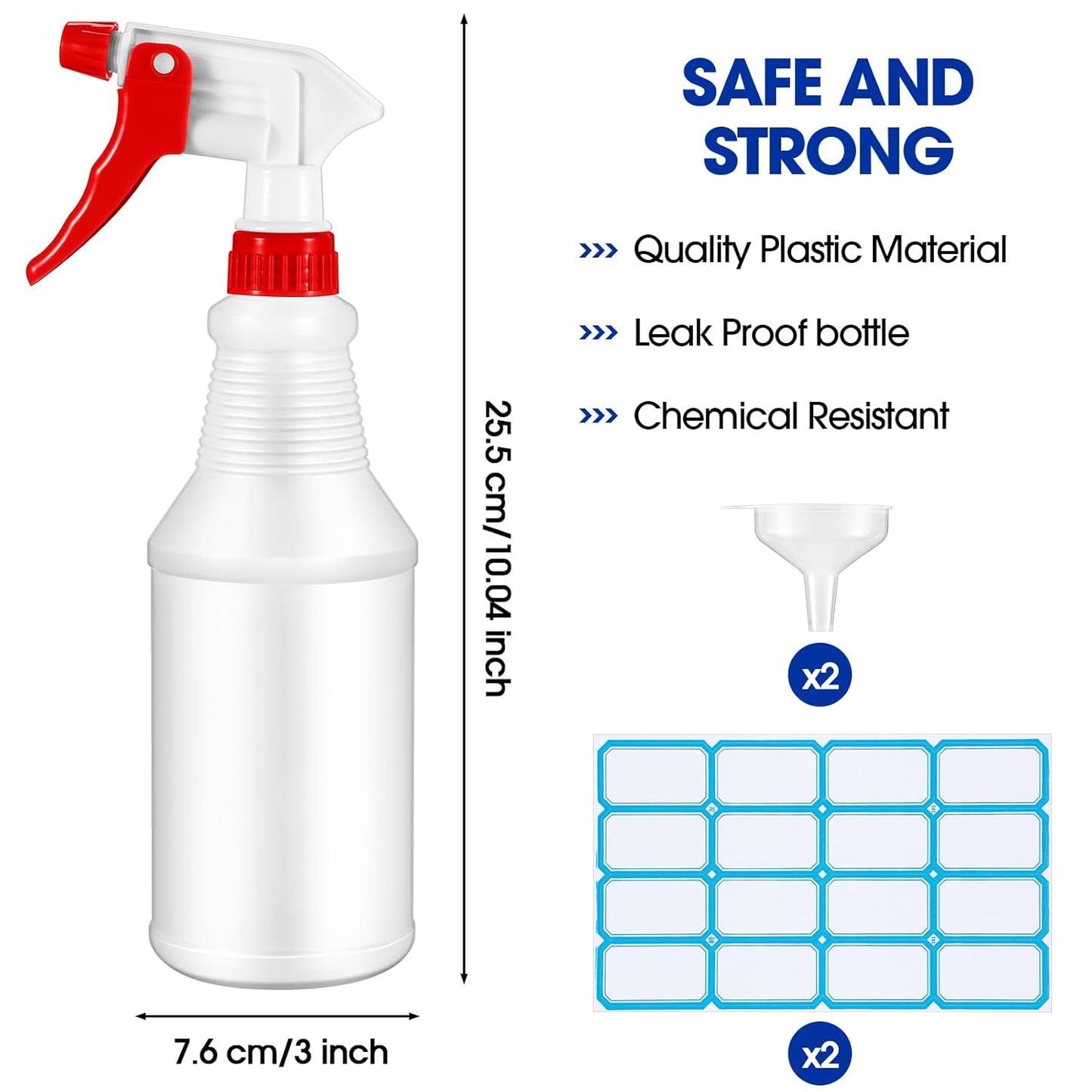 Yinder 18 Pcs 16 Oz Plastic Spray Bottle Bulk Empty Refillable Spray Bottles for Cleaning Solution Leak Proof Water Sprayer with Adjustable Nozzle Mist/Stream Mode(Red, Blue, Green)