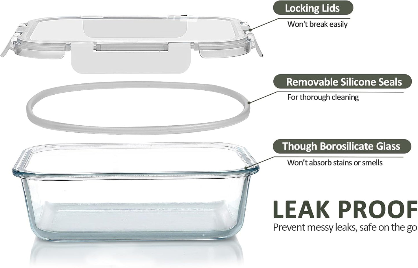 [80 oz & 36 oz]Extra Large Glass Food Storage/Baking Containers Set with Lids, 2 Pack 80 oz(10 cup)&2 Pack 36 oz (4.5 cup)Airtight Glass Container,Microwave,Oven,Freezer and Dishwasher, White