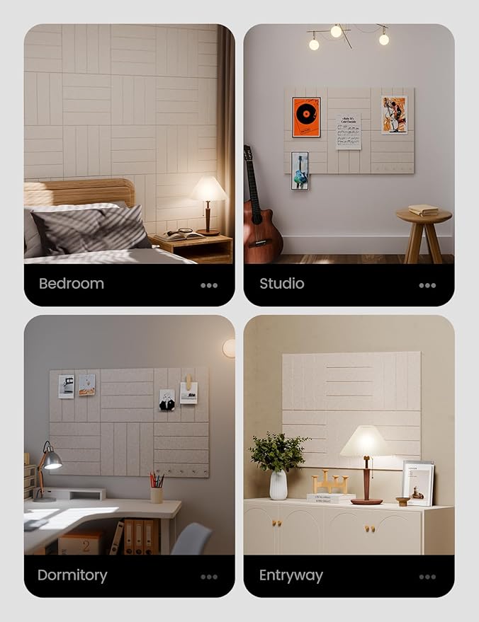 Felt Bulletin Board Tiles Large 36" x 24" Cork Board Alternative-6 Pack with 40 Adhesive Tabs, Thick Slat Wall Panels for Office Decor, Push Pin Board Wall Organizer Alternative - Oatmeal