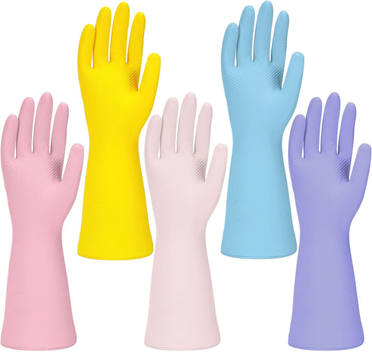 Rubber Kitchen Dishwashing Gloves, 4/5 Pairs Eusable Cleaning Gloves for Washing Dishes, Household Cleaning, Pet Care