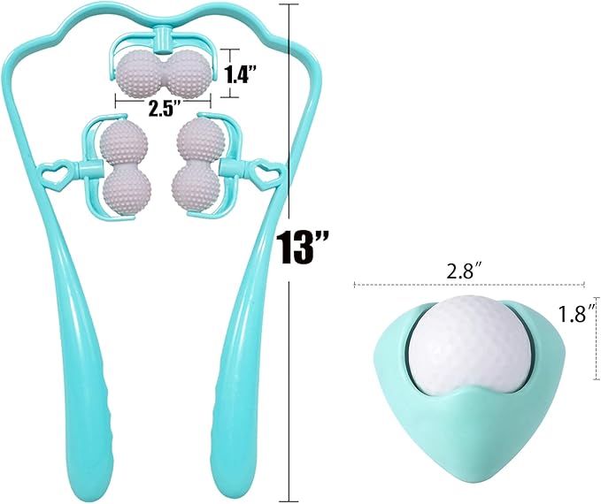Neck Massager& Massage Ball Set, Neck Massager for Pain Relief deep Tissue, Handheld Neck and Back Massager Body Foot Roller