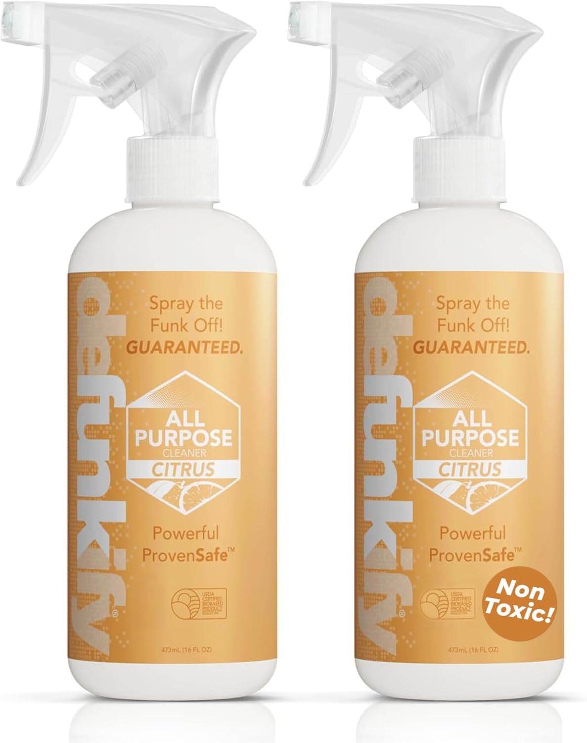 All Purpose Cleaner Spray, 16oz (2-Pack). 'Citrus' Essential Oil Multi-Surface Cleaner for Kitchen, Bathroom, Floor. 'ProvenSafe' Plant-Based Formula Concentrate Safe for Kids, Pets, Stone & Marble