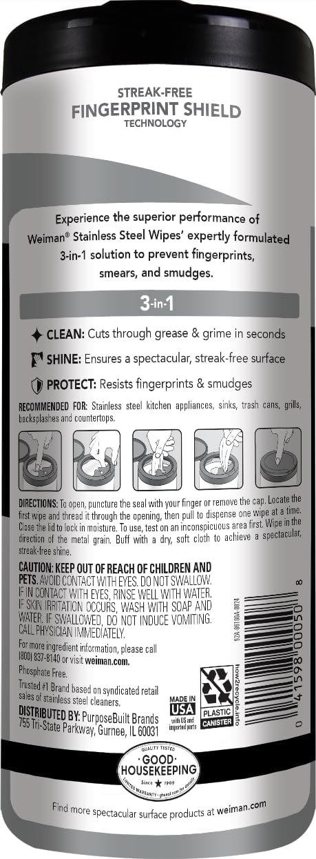 Weiman Heavy Duty Cooktop Polish & Stainless Steel Wipes - Powerful Appliance Kitchen Cleaning Kit - Packaging May Vary