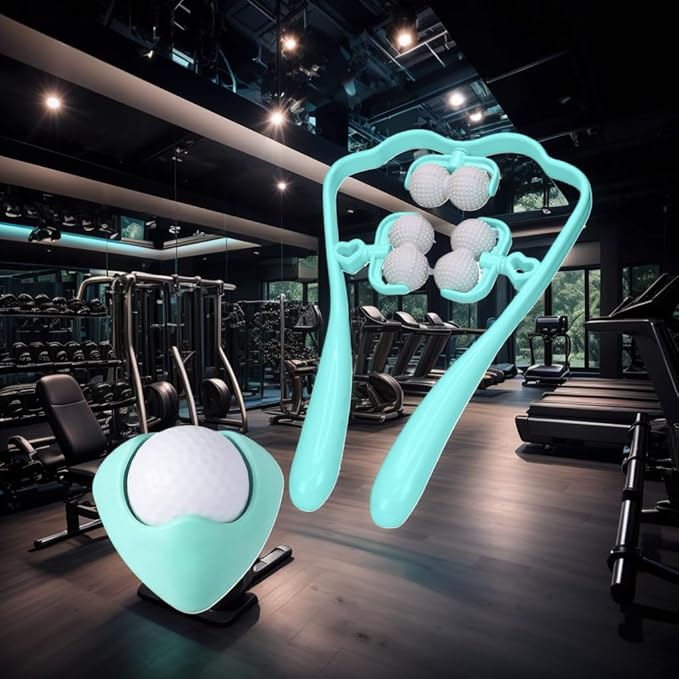 Neck Massager& Massage Ball Set, Neck Massager for Pain Relief deep Tissue, Handheld Neck and Back Massager Body Foot Roller