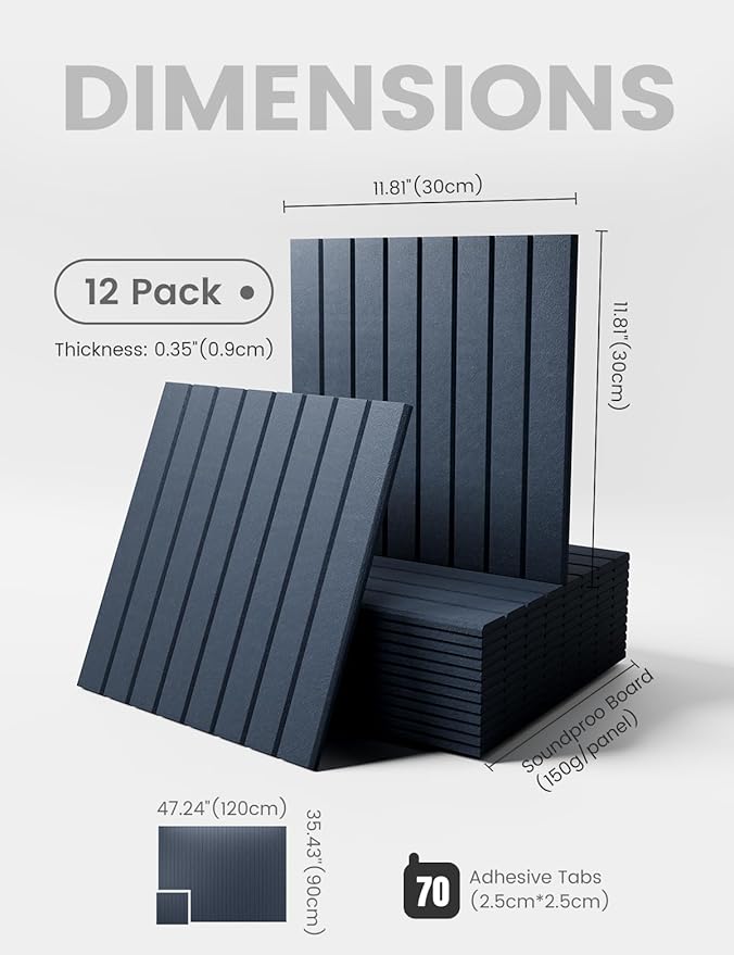 Large Felt Bulletin Board 48" X 36" Cork Board Alternative-12 Pack with 70 Safe Removable Adhesive Tabs, Cork Boards for Walls Cork Board for Home Office Classroom Pin Board (Denim Blue)