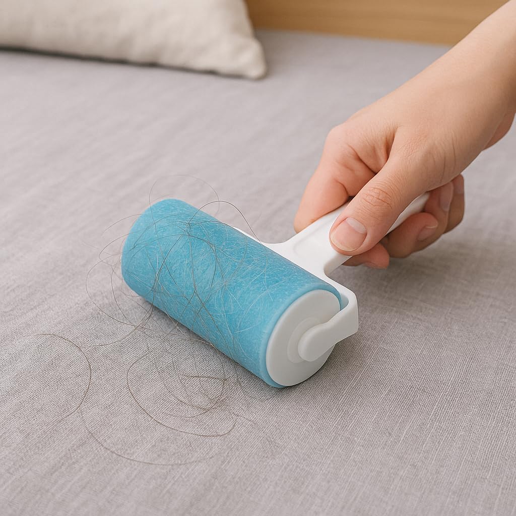 Reusable Lint Roller Sticky Picker Set Cleaner Lint Roller Pet Hair Remover Brush for Bed, Carpet, Sofa Medium Size + 2 Travel Size
