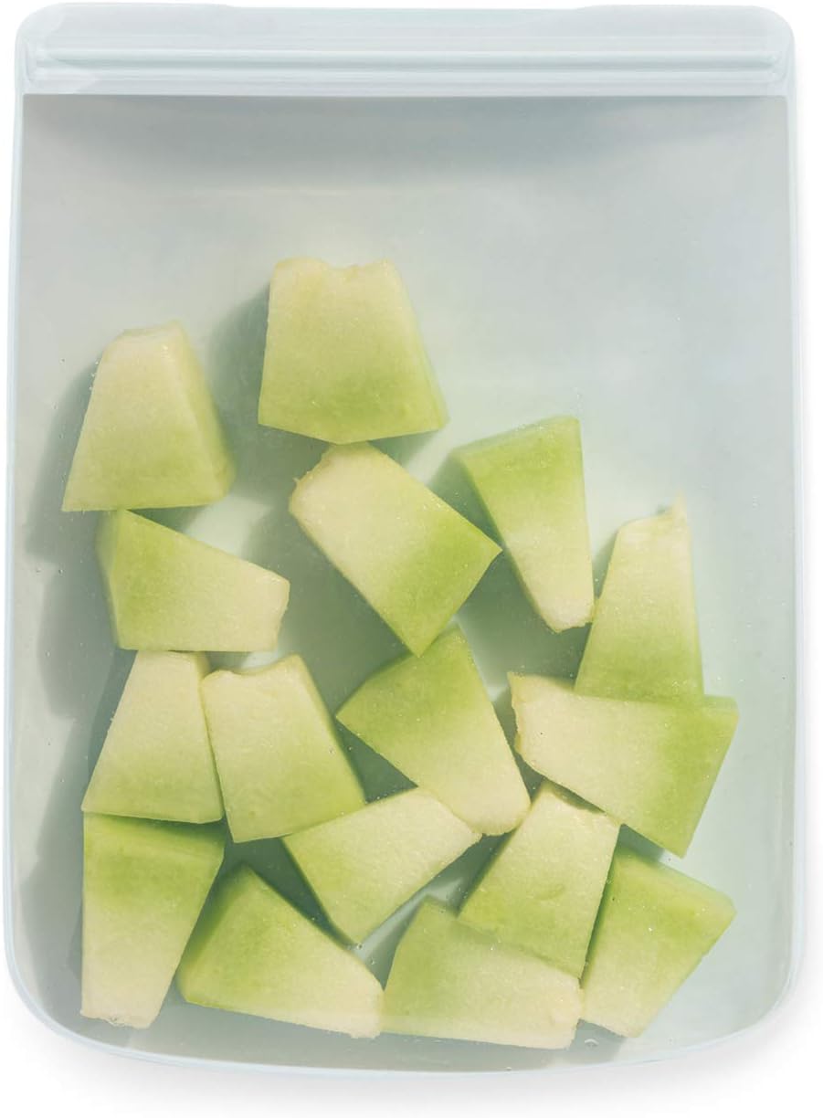 W&P Porter Silicone Reusable Storage Bags, Flat Variety 3 Pack (10oz, 34oz, 46oz), Mint, Food Storage Container, Microwave and Dishwasher Safe, Easy Cleaning