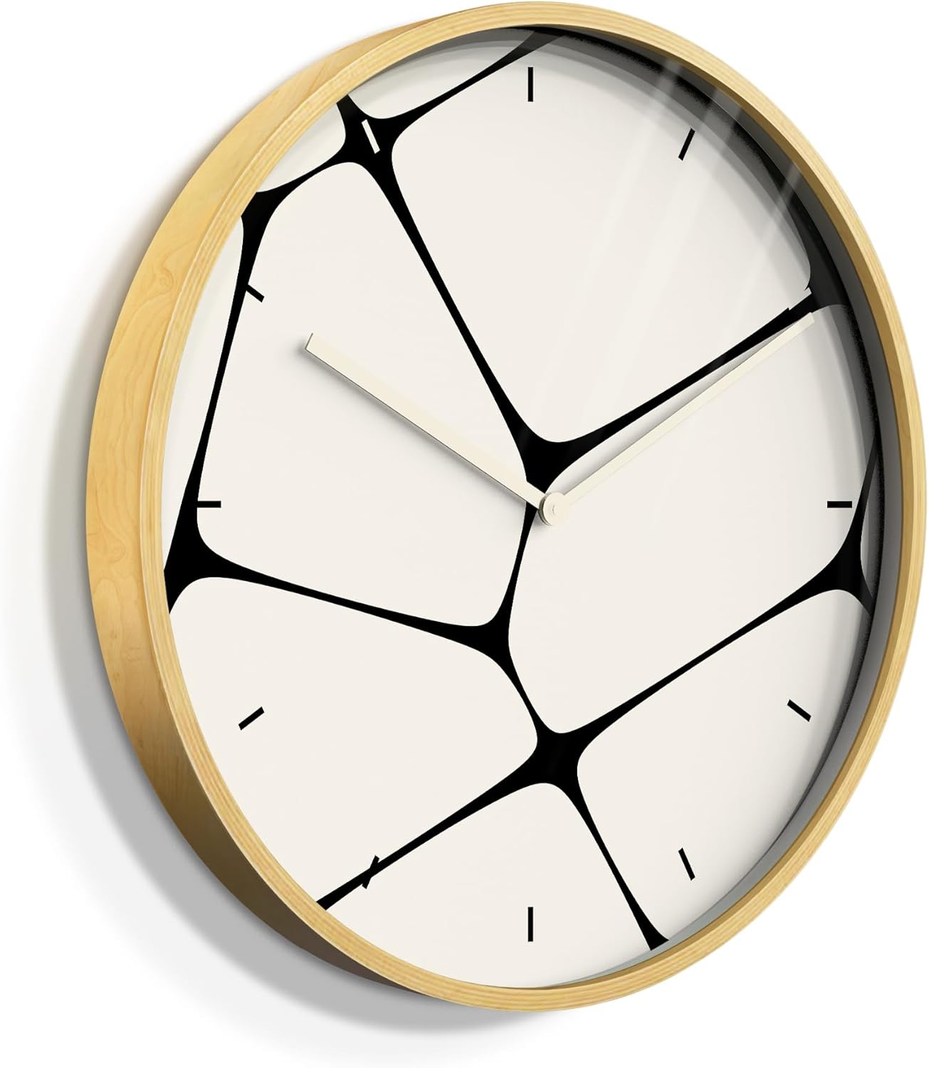 SIGNLEADER 24 Inches Round Wooden Wall Clock Silent Battery Operated, Home Decorative Large Wall Clock, Black & White Pebble Tile Clock Wall Art Decor for Living Room Kitchen Bedroom Office Classroom