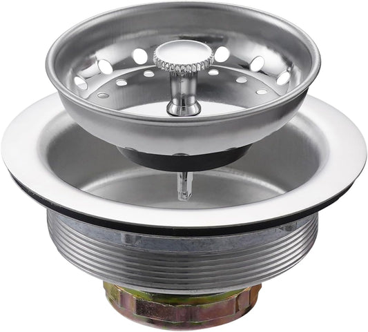 ZM Kitchen Sink Stainless Steel Basket Strainer with Drain Assembly, 3-1/2 Inch Sink Drain Stopper Plug