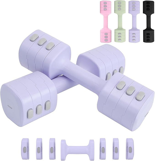 Adjustable Dumbbell Set of 2, 4 in 1 Free Weights Dumbbells Set for Women with Fast Adjustment, Each 2lb 3lb 4lb 5lb Hand Weights Set for Home Gym & Outdoor Exercise Training