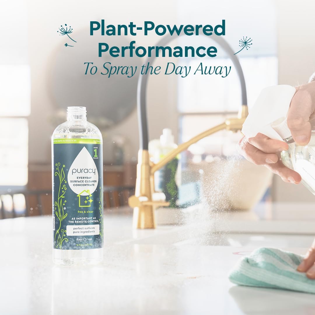 Puracy Multi-Surface Cleaner Concentrate - Plant-Powered Everyday Surface Cleaner - Natural All Purpose Cleaning Solution As Seen on TikTok (Free & Clear, 16 fl oz)