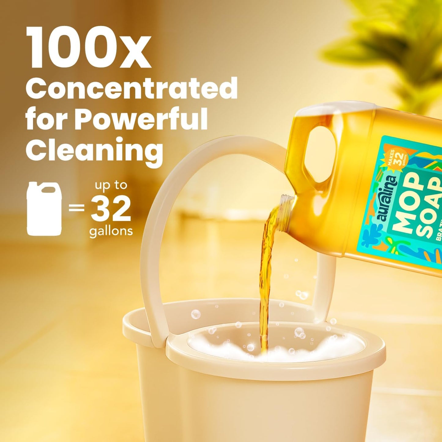 Luxury Mop Soap for Floor Cleaning - Highly Scented Brazilian Waves Concentrated Formula - Best Smelling Floor Cleaner for Mopping Tile, Wood & Laminate - R&W - No Residue, Pet Safe (32oz)