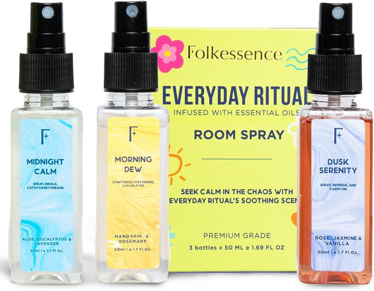 Folkulture Bathroom Spray - Odor Eliminator | Set of 3 Freshener Sprays for Home, Car, Bathroom | 5.1 Fl Oz| Vanilla, Lavender, Rose Scented Deodorizer | Room Spray | Guest Bathroom & Home Essentials