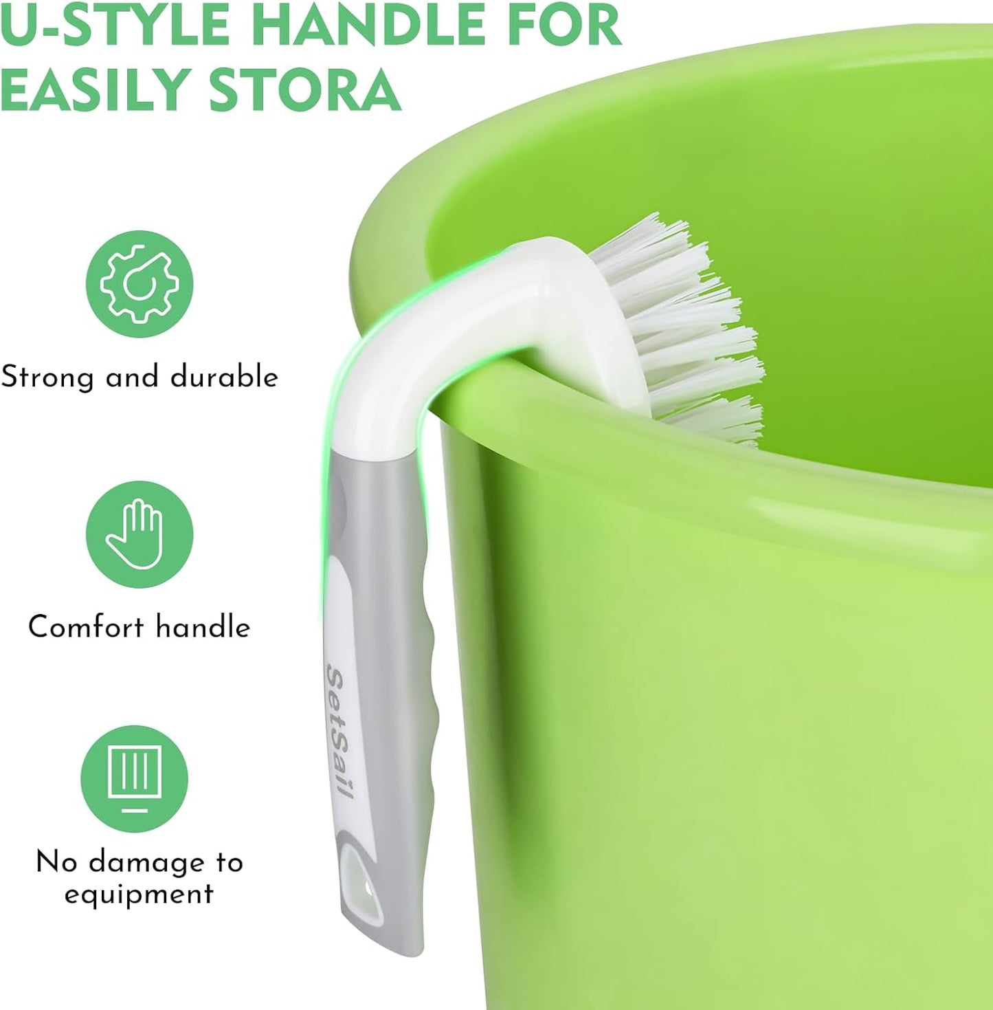 SetSail Scrub Brush, Heavy-Duty Scrub Brushes for Cleaning with Stiff Bristles Cleaning Brush for Shower, Bathroom, Carpet, Kitchen and Bathtub Scrubber - 3 Pack