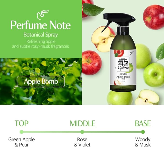 PIGEON Fabric Refresher, Green Apple & Rose Musk, Odor Eliminator for Home, Couch Spray Deodorizer, Fabric Refresher Spray for Furniture, Bed, Clothing, Curtains, Apple Bomb – Pack of 3