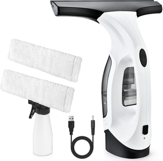 Cordless Window Vacuum Cleaner, Window Cleaner Squeegee Tool Set, Electric Windown Spray Cleaning Tool with 10 inch Squeegee Blade for Showers,Mirrors,Glass,Countertops,and Tiles, 2200mAh