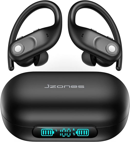 Wireless Earbuds Bluetooth Headphones 130Hrs Playtime with 2500mAh Wireless Charging Case LED Diaplay Hi-Fi Waterproof Over Ear Earphones for Sports Running Workout Gaming
