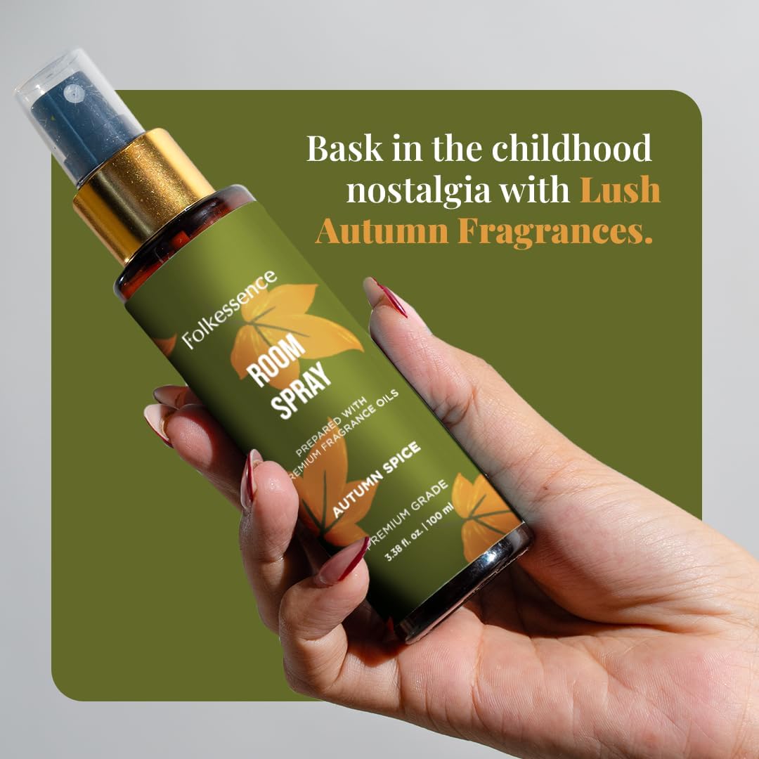 Folkulture Air Freshener - Odor Eliminator | Fragrance Spray for Bathroom, Shower, Home | Spice Scent or Fall Scents Room Spray for Living Rooms, Bathrooms with Natural Essential Oils | 3.38 Fl Oz
