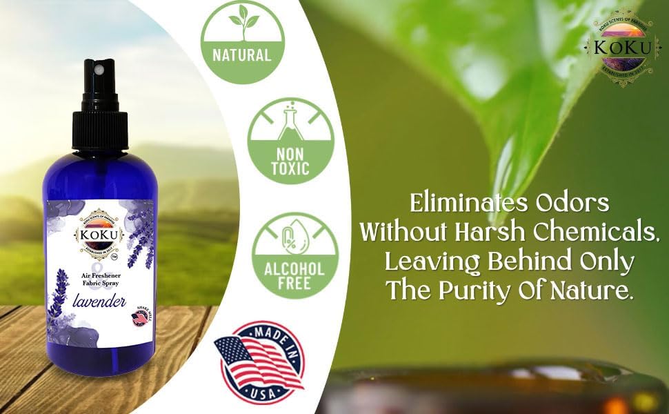 Lavender Air Freshener - Room Spray - Odor Eliminator - Deodorizer - Car Air Freshener - Home Spray - Linen Spray - Fabric Refresher - Non-Toxic - Alcohol Free – Made in USA (8 Oz)