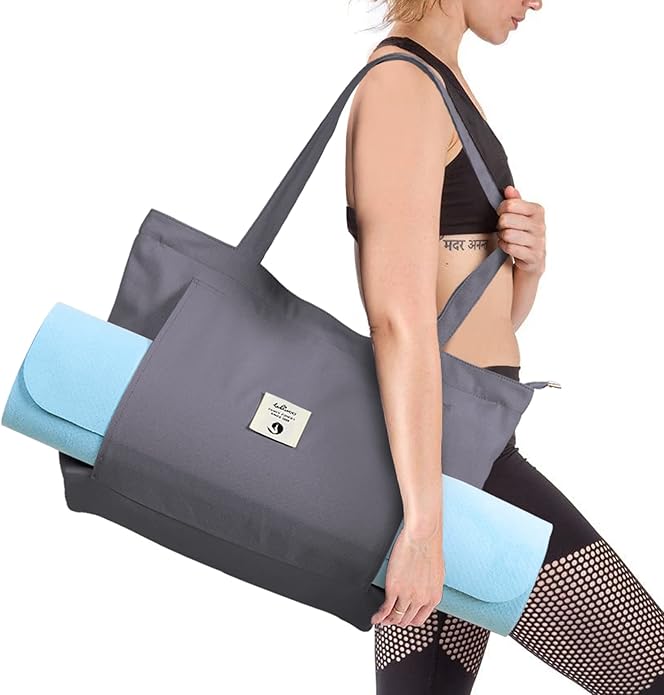 WLLWOO WLLWOO Yoga Bags for Women with Yoga Mats Bags Carrier Carryall Canvas Tote for Pilates Shoulder for Travel Office Beach Workout