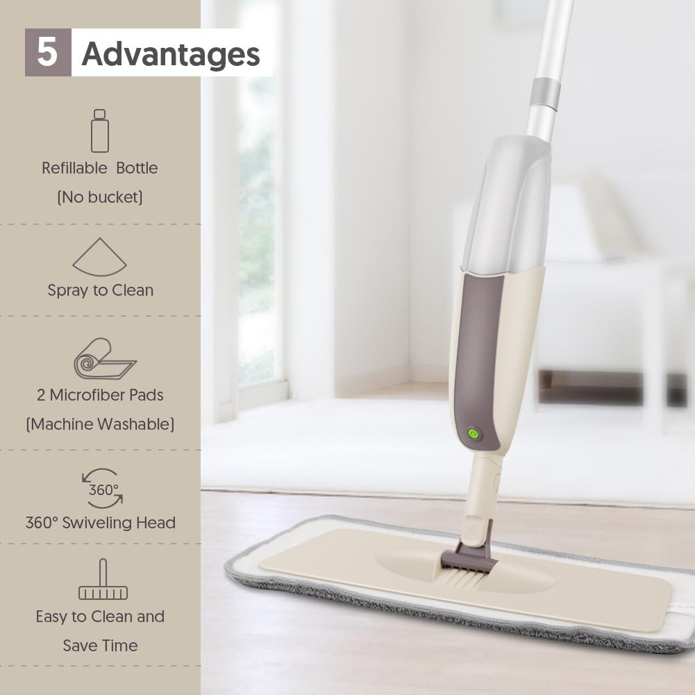 Spray Wet Mops for Hardwood Floor Cleaning: MEXERRIS Dust Dry Mop with 3 Washable Pads for Swiffer Powermop - Wood Floor Mop with Spray Home Commercial Use for Hardwood Laminate Ceramic Tiles