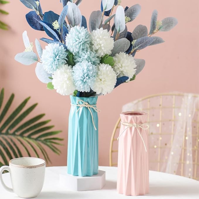 Ceramic Flower Vase Modern Home Decor Vases for Centerpieces Pink Minimalist Farmhouse 9.5" H x 3.9" W Cute Decorative Vases Flowers Tulip Pampas Grass Vase for Table Bathroom Shelf