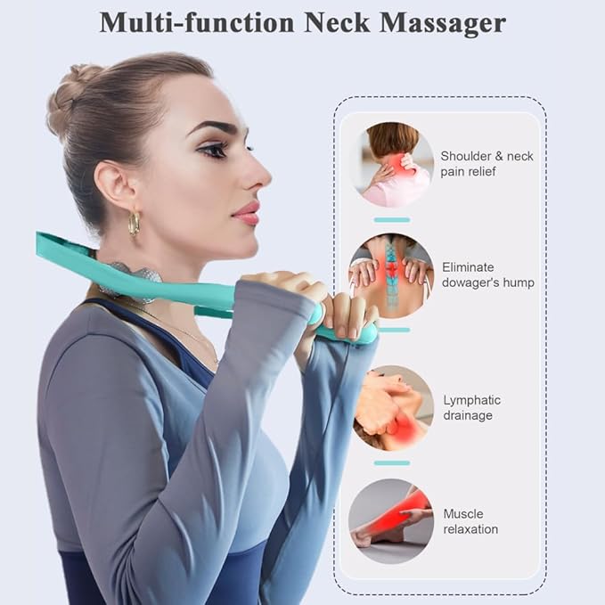 Neck Massager& Massage Ball Set, Neck Massager for Pain Relief deep Tissue, Handheld Neck and Back Massager Body Foot Roller