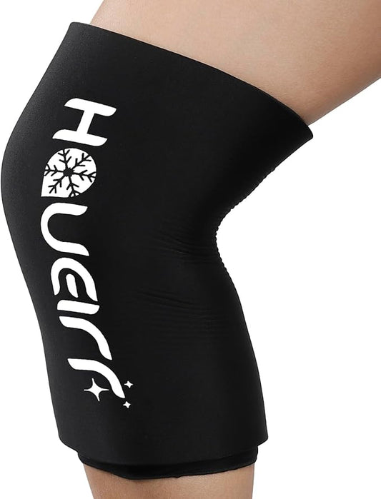 Knee Ice Pack Wrap with Compression Sleeve, Flexible Gel Ice Wrap for Knee, Elbow, Ankle, Foot, Reusable Hot & Cold Therapy for Injuries, Pain Relief, Meniscus, ACL, MCL Recovery - M