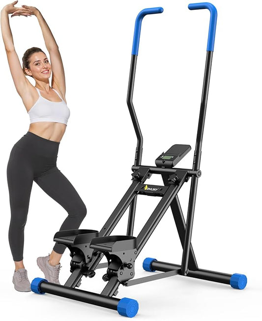 OWLSKY Stair Stepper Folding Vertical Cardio Exercise Climber Stair-Master for Exercise at Home Full Body Workout Machine with Handlebar 330LBS Load with Adjustable Step Range Pedals