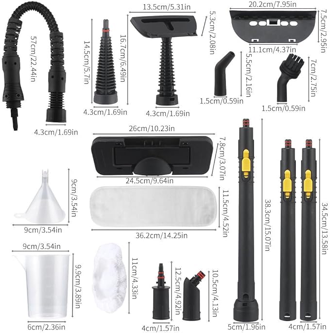 Steam Cleaner, Pressurized Handheld Mop Steam Cleaner for Home with 18 PCS Accessory & Safety Lock, Large Capacity Mop Steam for Cleaning, Car, Bathroom, Shower, Window, Grime, Grease - White