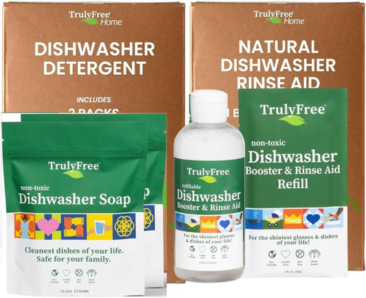 TRULY FREE - Auto Dishwasher Soap + Natural Dishwasher Booster & Rinse Aid