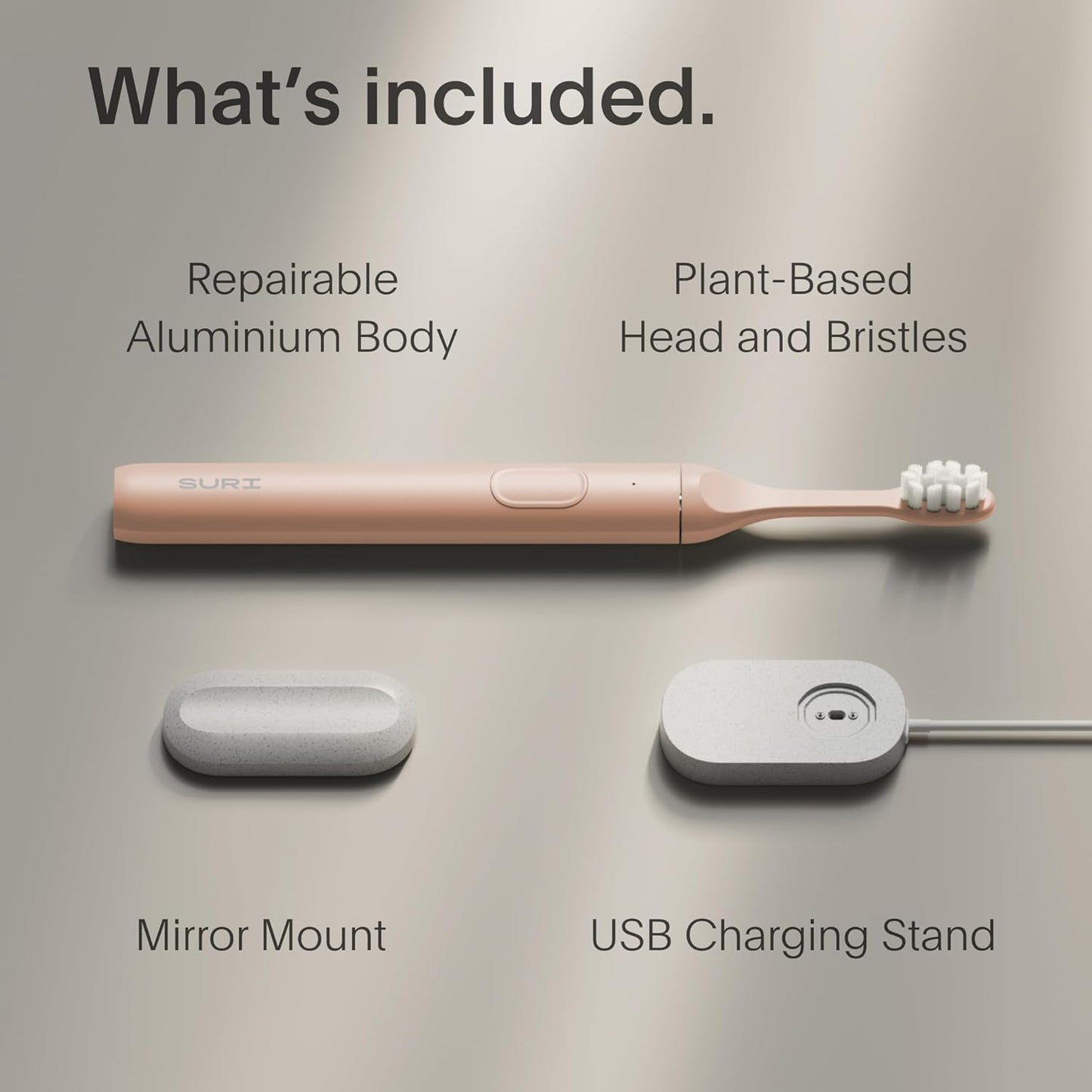 SURI 1.0 Sonic Electric Toothbrush | 1 Month+ Battery | Designed in California | Sustainable Electric Toothbrush for Adults | Travel Toothbrushes | Tooth Brush | Pink